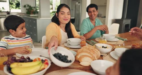 Family Enjoys Cheerful Brunch at Home