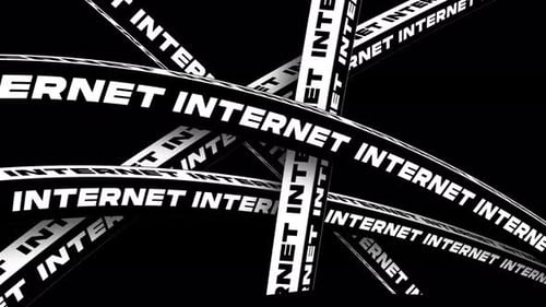 Abstract Technology Background with Rotating INTERNET Text Ribbons