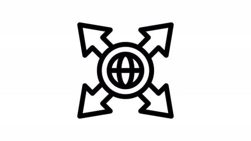 Animated Globe Icon with Expanding Arrows