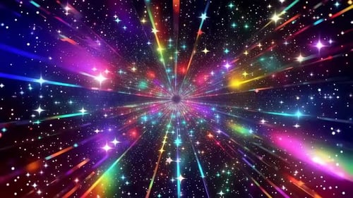 Une étoile arc-en-ciel vibrante suit des voyages en hyperespace