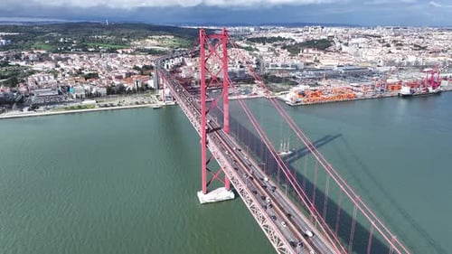 25 of April Bridge at Lisbon in Lisbon District Portugal.
