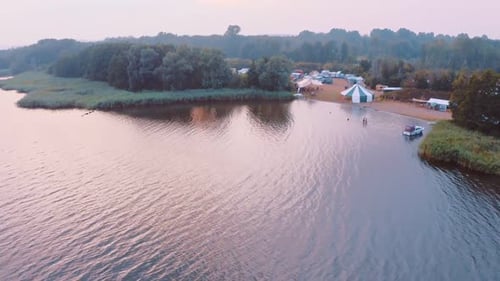 Wonderful View Of A Calm Lake and Glorious Trees - Perfect for Summer Destination - Aerial Shot