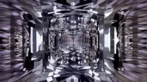 Abstrakte silberne geometrische Spiegelkorridorschleife