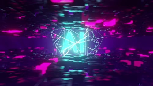 Opener SciFi 3D Loop Artificial Intelligence Text Sign