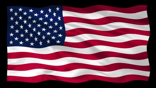 Waving United States Flag Seamless Loop with Alpha Channel