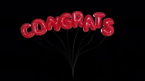 Red Inflatable Congrats Text Animation