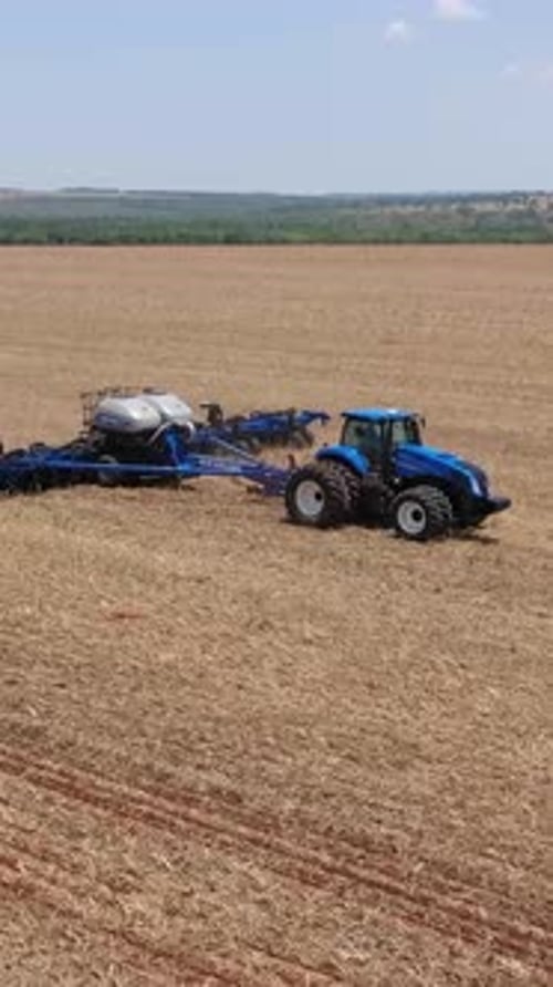 Soy Farm Agricultural Machines On Soy Farm Fields Soy Farm