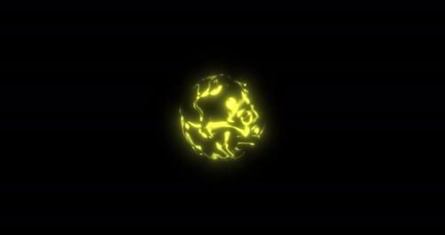 Abstract Yellow Energy Orb Loop with Dynamic Light Effects