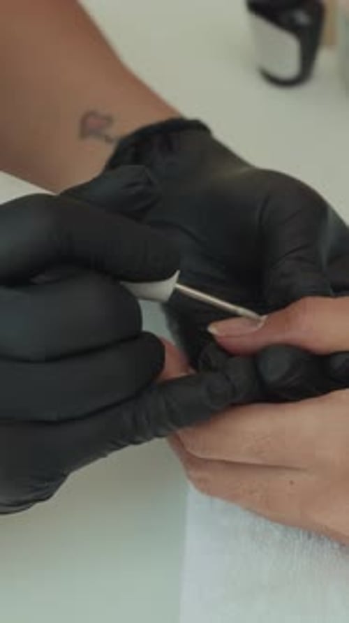 Close Up of Manicure Service in a Beauty Salon
