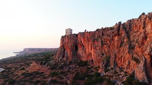 Breathtaking Sunset Over Cliffs in Sicily, Captured by Drone