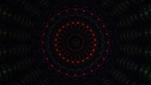 3D Animated digital abstract. Colorful curved and circular lines on black background, seamless loop