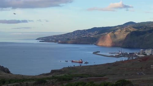 Airplane Landing To Madeira Island Airport Aerial View