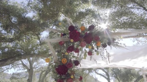 Floral Wedding Arch Underneath Summer Sunlight