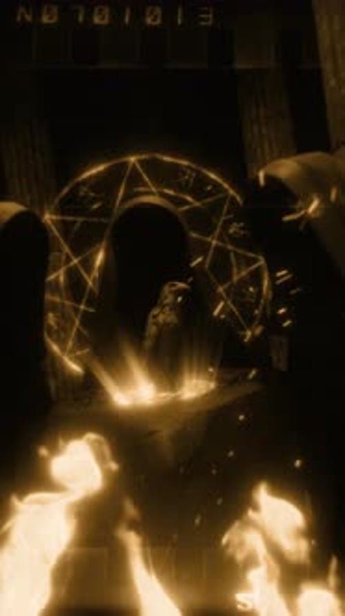 Dark Ritual with Glowing Pentagram and Hooded Figures