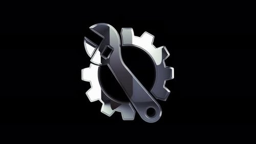 Management-Einstellung: Zahnrad, Metallsymbol, Schleife rotierend