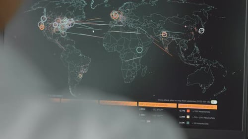 Data Visualization World Map on Computer Screen