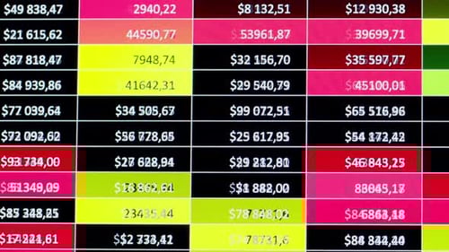 Finance Data Closeup of Financial Cash Flow Stocks Bitcoin Data on PC Screen Tax Report Year