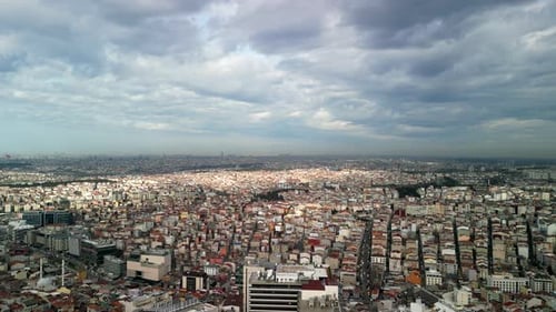 Aerial shot capturing residential area adjacent to Taksim, Istanbul