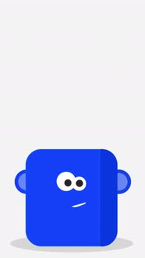 Happy Bouncing Blue Square Character Animation