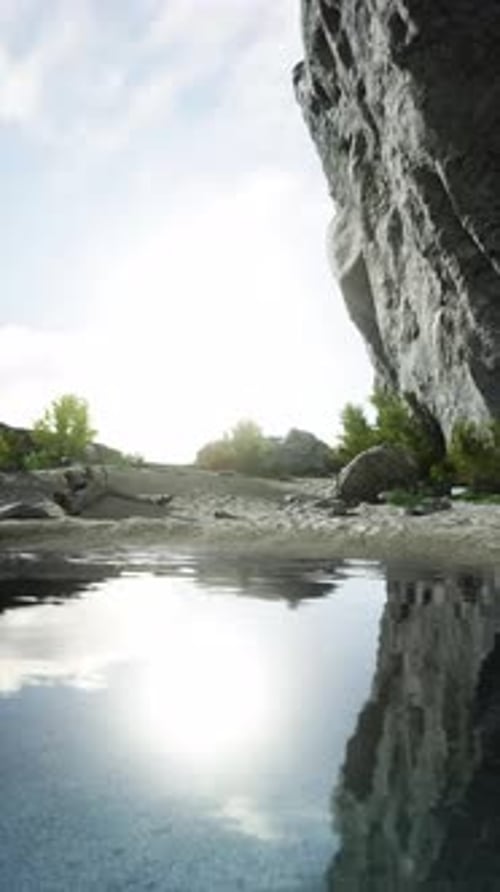Rocky Waterfront With Grass