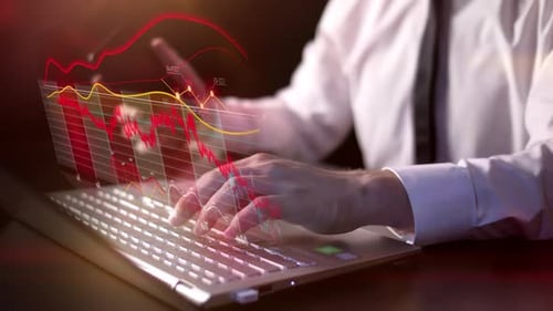 Falling Stock Prices and Data Analysis in Holographic Infographics