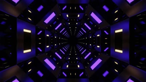 Boucle VJ de tunnel octogonal en miroir violet et jaune en HD