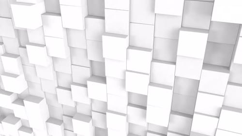 Animated White 3D Cubes Dynamic Geometric Background Loop