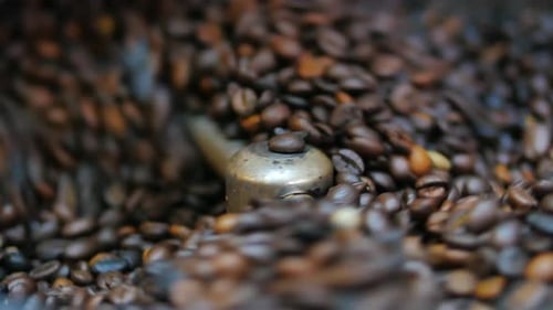 Kaffeebohnen in der Maschine rösten