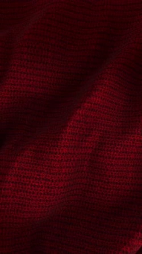 Fluid Waving Red Knitted Fabric Background Animation