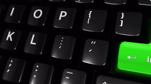 3D Keyboard Animation Pressing Inspiration Key with Lightbulb Icon
