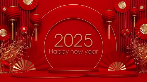 3D Animation Background Happy China New Year Lantern Festival 4K Loop