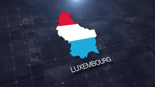 3D Digital Luxembourg Map and Flag Rotation