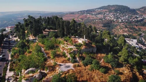 Zefat old Crusaders Fortress Aerial view
