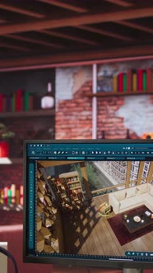 Vertical Video Focus on CAD Program Used for Modelling Room Virtual Furniture