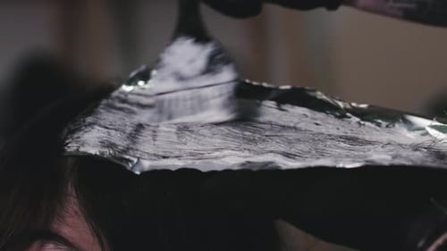 Hair Stylist Applying Dye to Clients Hair