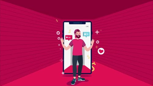 Flat Design Character Live Streaming Social Media Animation