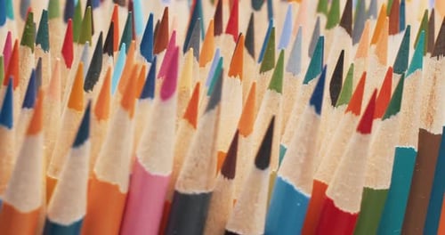 Dynamic Close Up of Vibrant, Colorful Pencils