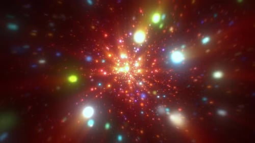 Abstract Colorful Glowing Particles Bursting Light Loop Background