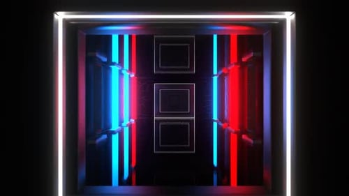 Red And Blue Fast Flashing Light Strobe Neon Corridor Background Vj Loop In HD