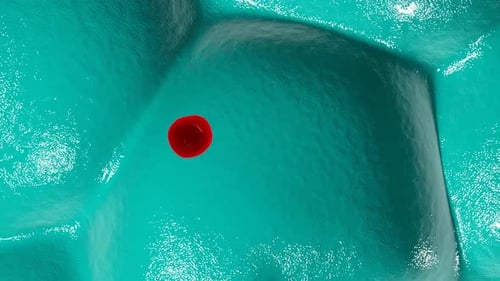 A close-up view of a cell with a red object