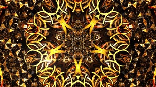 Golden Ornamental Mandala Kaleidoscope Loop Background Animation