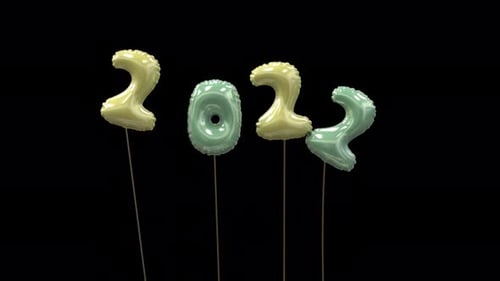 Balloon New Year Greetings 2023 Pastel Yellow And Mint Green