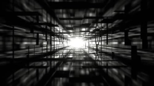 Black And White Abstract Mirrored Cubes Tunnel Background Vj Loop In HD