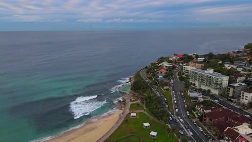 Bronte Baths- Oceanside Rock Pool At Bronte Beach In Sydney, New South Wales, Australia. aerial