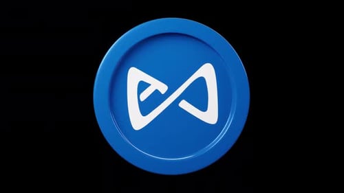 Axie Infinity AXS-Münze, 3D-Drehung, 360 Grad, schwarz, großer Cryptocurrency-Token, nahtlose Schleife