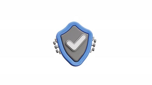 3D Security Shield Checkmark Technology Animation
