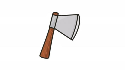 Traveling icon animation of an axe with a wooden handle. looping and alpha channel