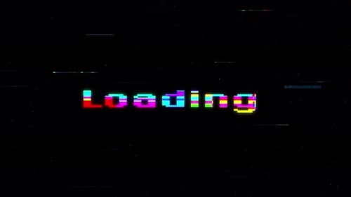 texte de chargement coloré avec effet de distorsion glitch