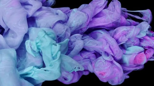 Colorful Ink Swirls in Abstract Motion on Black