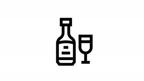 Minimalist Bottle and Glass Icon Animation with Liquid Fill